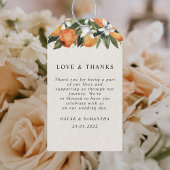 Moderne Waterverf van Sinaasappel en bloemen Cadeaulabel