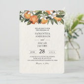 Moderne Waterverf van Sinaasappel en bloemen Kaart (Staand voorkant)