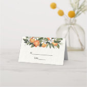 Moderne Waterverf van Sinaasappel en bloemen Plaatskaartje (Voorkant)
