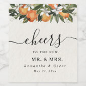 Moderne Waterverf van Sinaasappel en bloemen Wijn Etiket (Enkel label)