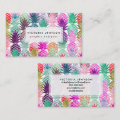 Moderne waterverf van tropische ananaspastel visitekaartje (Voorkant / Achterkant)