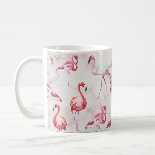 Moderne Waterverf van tropische flamingo Koffiemok (Links)