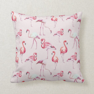 Moderne Waterverf van tropische flamingo Kussen