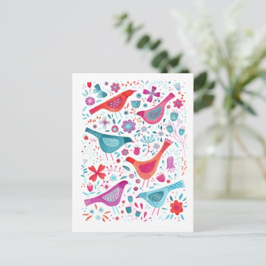 Moderne Waterverf van vogelpest Briefkaart (Staand voorkant)