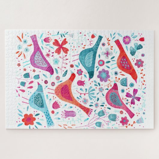 Moderne Waterverf van vogelpest Legpuzzel (Horizontaal)