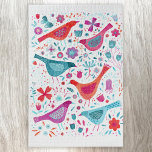 Moderne Waterverf van vogelpest Legpuzzel<br><div class="desc">Moderne en hedendaagse waterverf vogels en bloemen in levendige blauwgroen groene,  magenta roze en rood op een witte achtergrond. Originele kunst van Nic Squirrell.</div>