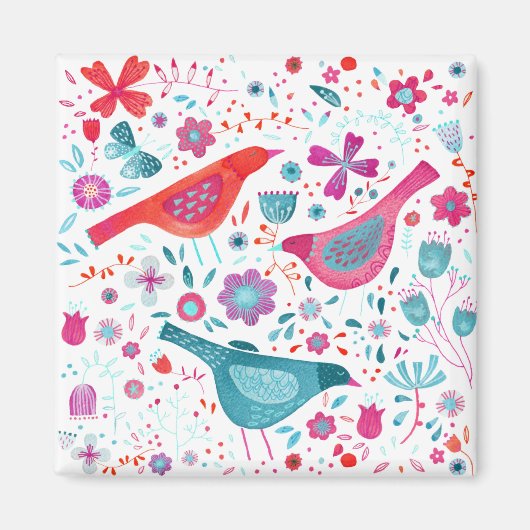 Moderne Waterverf van vogelpest Magneet (Voorkant)