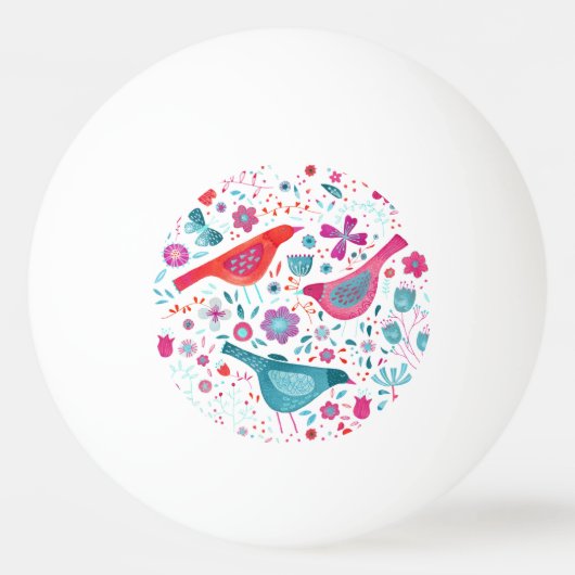 Moderne Waterverf van vogelpest Pingpongbal (Achterkant)