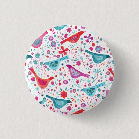 Moderne Waterverf van vogelpest Ronde Button 3,2 Cm (Voorkant)