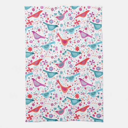 Moderne Waterverf van vogelpest Theedoek (Verticaal)