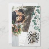 Moderne waterverf veilige groene eucalyptus bruilo save the date (Voorkant)