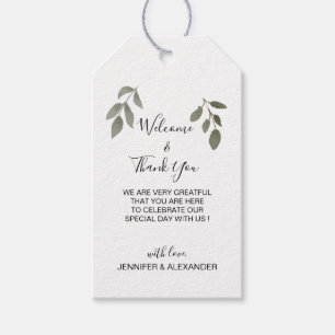 Moderne waterverf verlaat bruiloft Welkomsttas Cadeaulabel