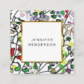 Moderne waterverf verlaat gouden lijst professione vierkante visitekaartje (Voorkant)