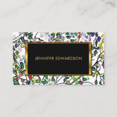 Moderne waterverf verlaat gouden lijst professione visitekaartje (Voorkant)