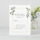 Moderne waterverf verlaat gouden lijst RSVP Kaart (Staand voorkant)