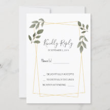 Moderne waterverf verlaat gouden lijst RSVP