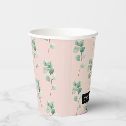 Moderne Waterverf verliest patroon met naam Papieren Bekers (Rechts)