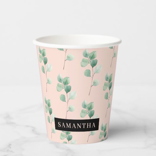 Moderne Waterverf verliest patroon met naam Papieren Bekers (Voorkant)