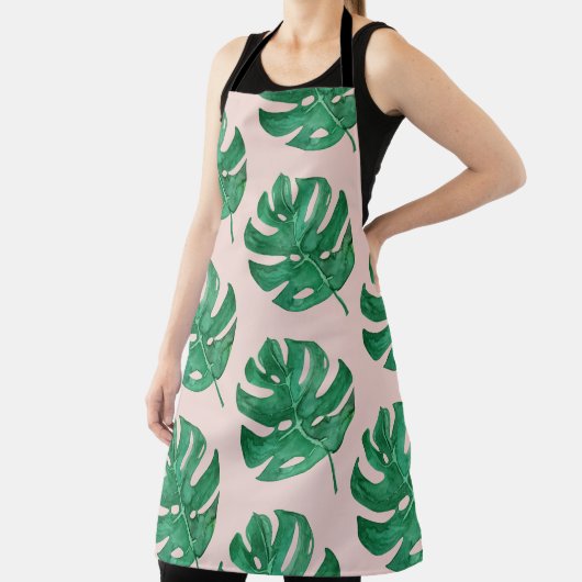 Moderne Waterverf verliest roze en groen patroon Schort (Insitu)