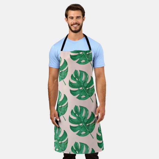 Moderne Waterverf verliest roze en groen patroon Schort (Gedragen)