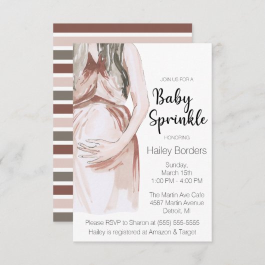 Moderne Waterverf Verwacht moeder Baby springen Kaart (Voorkant / Achterkant)