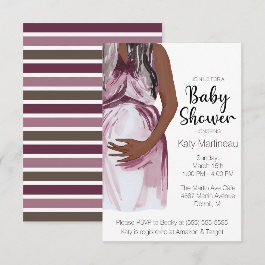 Moderne Waterverf Verwachte moeder Baby shower Kaart (Voorkant / Achterkant)