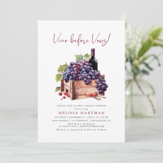 Moderne Waterverf Vino voor geloften Vrijgezellenf Kaart (Staand voorkant)