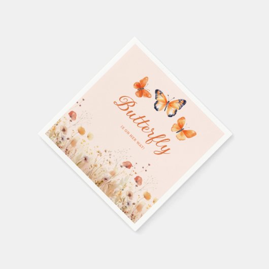 Moderne Waterverf vlinder bloemig Baby shower Servet (Hoek)