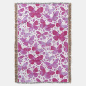 Moderne Waterverf vlinder heet roze Deken (Voorkant Verticaal)