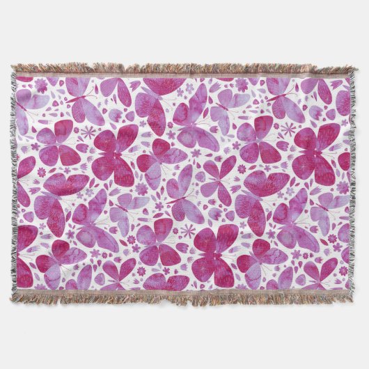 Moderne Waterverf vlinder heet roze Deken (Voorkant)