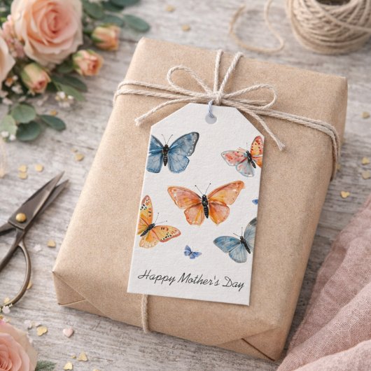 Moderne Waterverf Vlinders Cadeaulabel