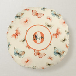 Moderne Waterverf vlinders Rond Kussen