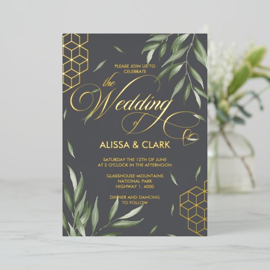 Moderne Waterverf Vloeibare geometrische accenten Folie Uitnodiging (Staand Voorkant)