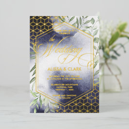 Moderne Waterverf Vloeiend Vet Geometrisch Lijst Folie Uitnodiging