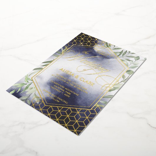 Moderne Waterverf Vloeiend Vet Geometrisch Lijst Folie Uitnodiging (Gedraaid)