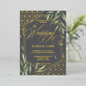 Moderne Waterverf Vloeiend Vet Geometrisch Lijst Folie Uitnodiging (Staand Voorkant)