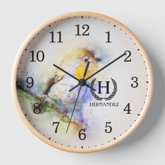 Moderne Waterverf vogel, monogram wood muur (Voorkant)