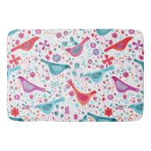 Moderne Waterverf vogels en bloemen kleurrijk Badmat (Voorkant)