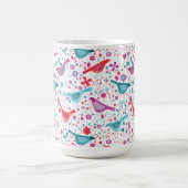 Moderne Waterverf vogels en bloemen kleurrijk Koffiemok (Center)