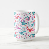 Moderne Waterverf vogels en bloemen kleurrijk Koffiemok (Voorkant rechts)
