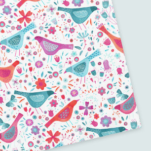 Moderne Waterverf vogels en bloemen kleurrijke ver Tafelkleed