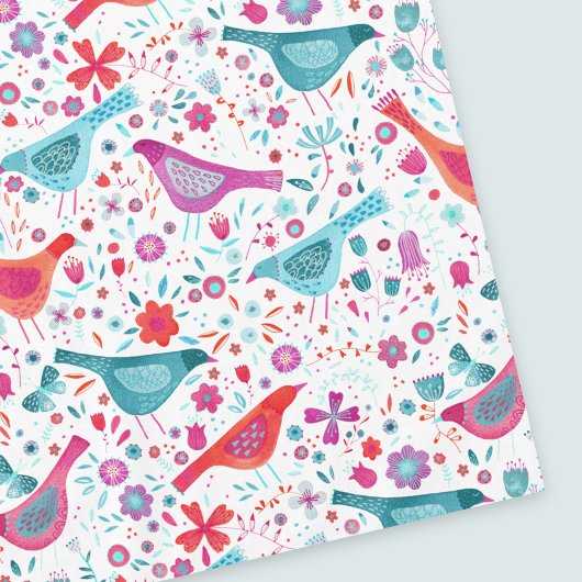 Moderne Waterverf vogels en bloemen kleurrijke ver Tafelkleed