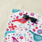 Moderne Waterverf vogels en bloemen Strandlaken (In situ)