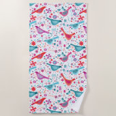 Moderne Waterverf vogels en bloemen Strandlaken (Voorkant)