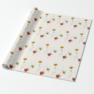 Moderne waterverf voor Abstracte kunstbloemen Cadeaupapier
