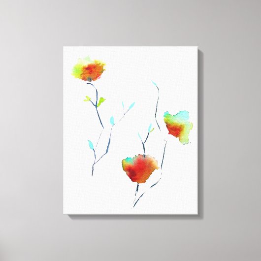 Moderne waterverf voor Abstracte kunstbloemen Canvas Afdruk (Voorkant)