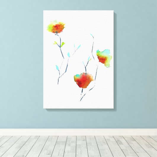 Moderne waterverf voor Abstracte kunstbloemen Canvas Afdruk (Insitu (Houten vloer))