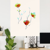 Moderne waterverf voor Abstracte kunstbloemen Poster (Thuiskantoor)