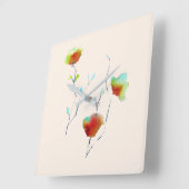 Moderne waterverf voor Abstracte kunstbloemen Vierkante Klok (Hoek)