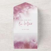 Moderne waterverf voor drivoudig huwelijk all in one uitnodiging (Buitenkant)